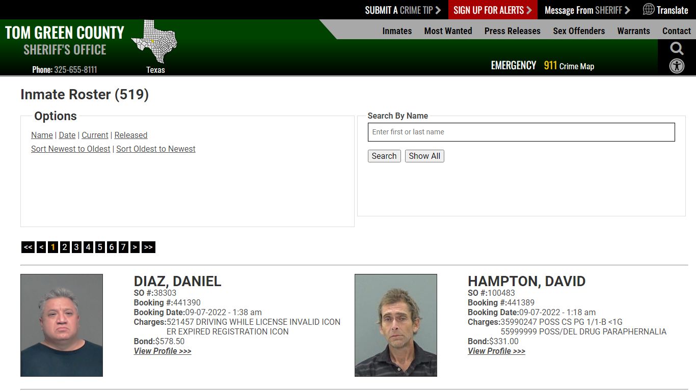 Inmate Roster (510) - Tom Green County Sheriff